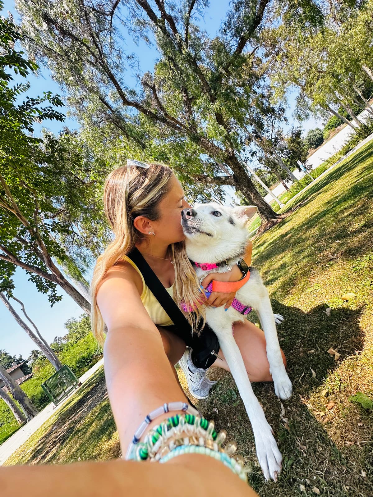 Stephanie with dog at the park